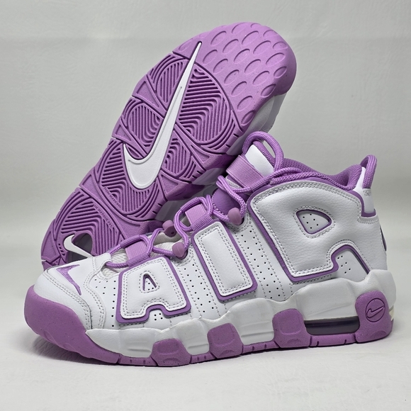 Nike Air More Uptempo GS Leather White Fuchsia Shoes Sz 6.5Y FN6976 100 RARE New - Picture 1 of 10